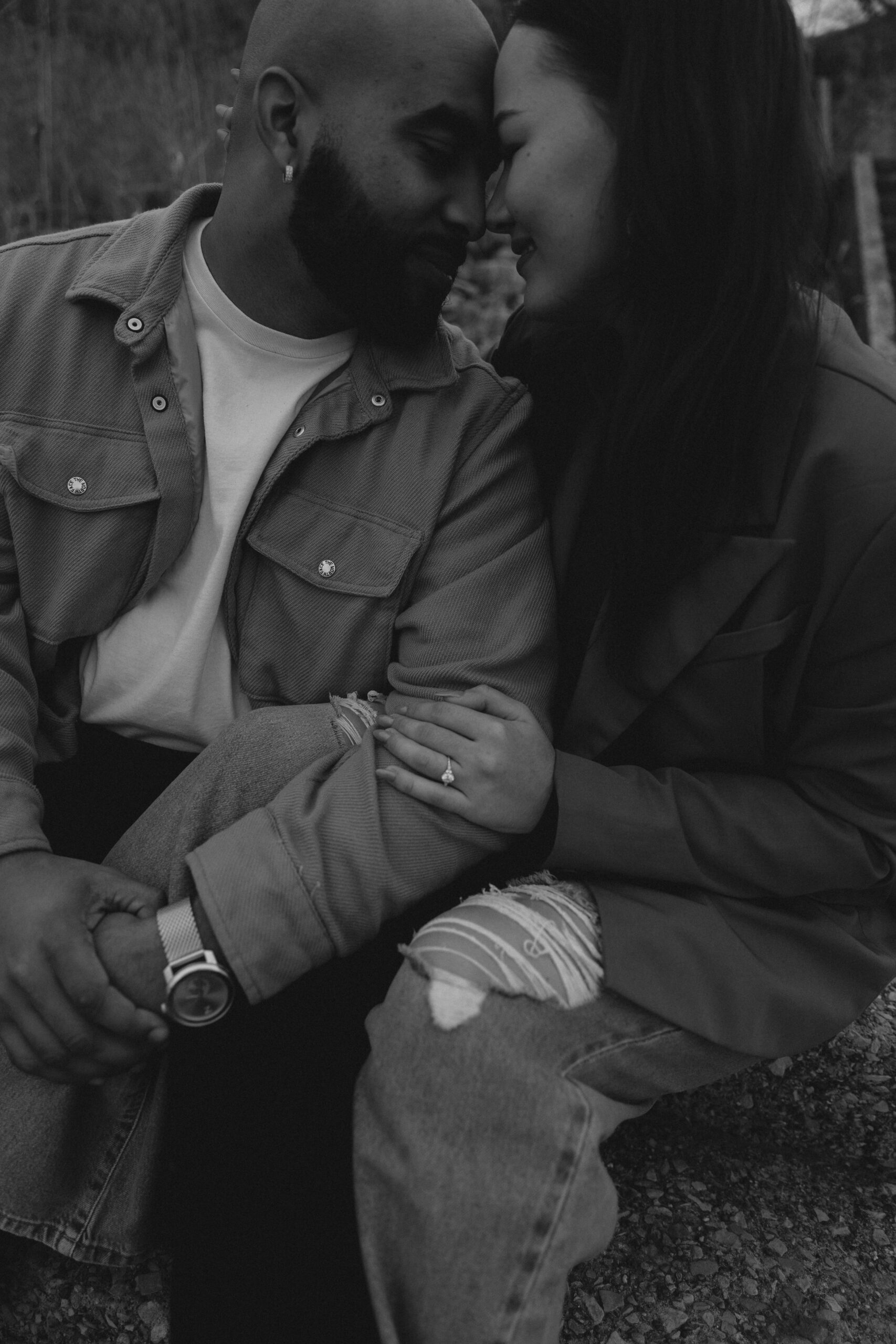 Natural candid engagement portrait Downtown Newburgh