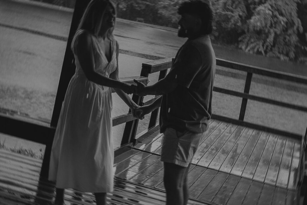 Romantic engagement photos by the lake in Southern Indiana