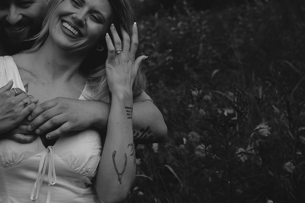 Romantic engagement photos by the lake in Southern Indiana