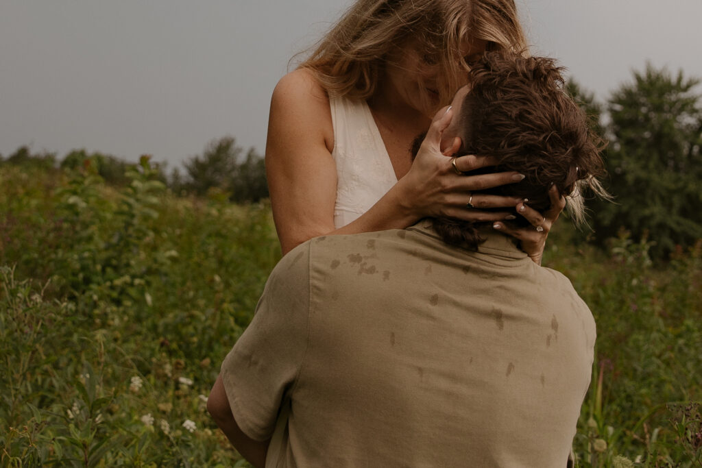 Romantic engagement photos by the lake in Southern Indiana